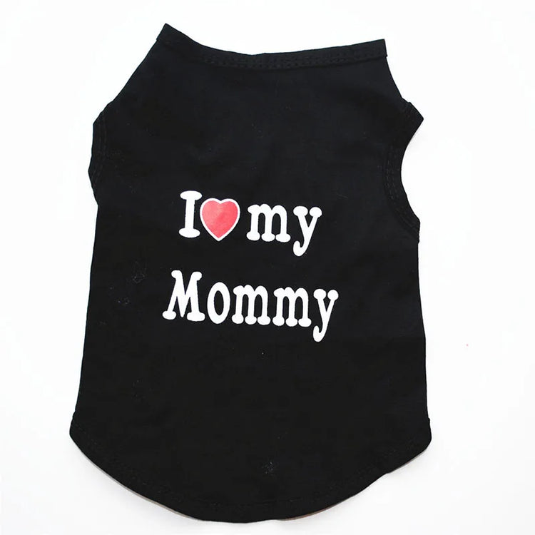 "Love Mommy & Daddy" Cotton Cat Vest | Cute Printed T-Shirt for Cats/ Small Dogs
