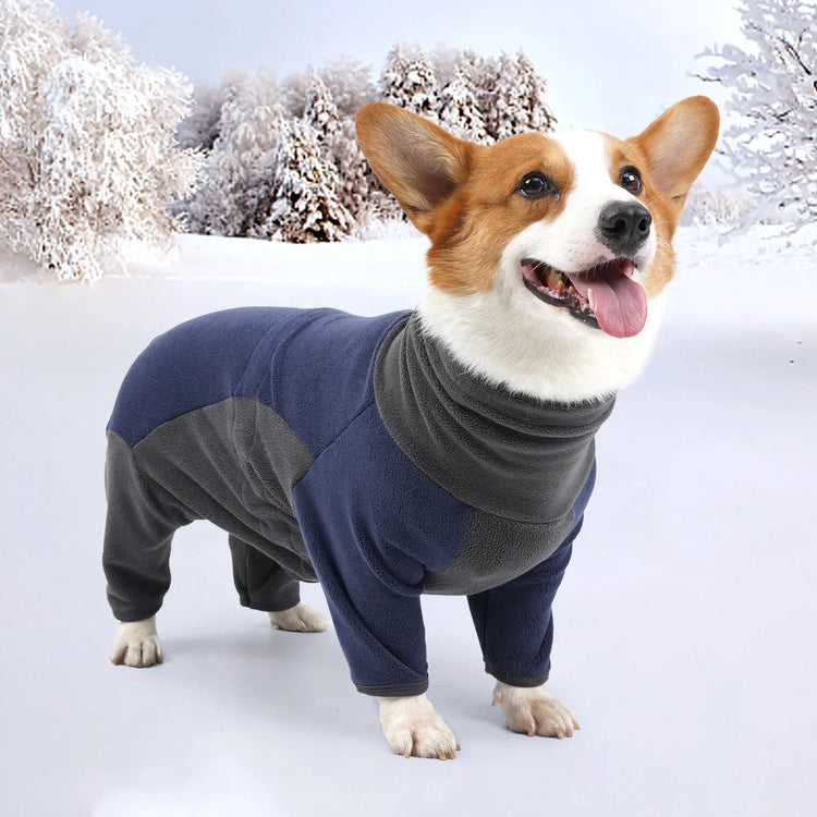 Warm Fleece Dog Onesie – Winter Coat for Medium & Large Dogs, Easy Wear Design