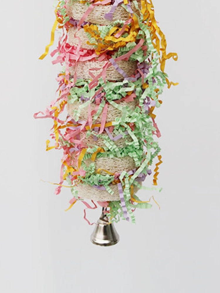 Funny Bird Toys | Parrot Swing with Bell | Natural Loofah Hanging Toy | Climb & Chew Toy for Cockatiels & Parakeets | Pet Cage Accessory