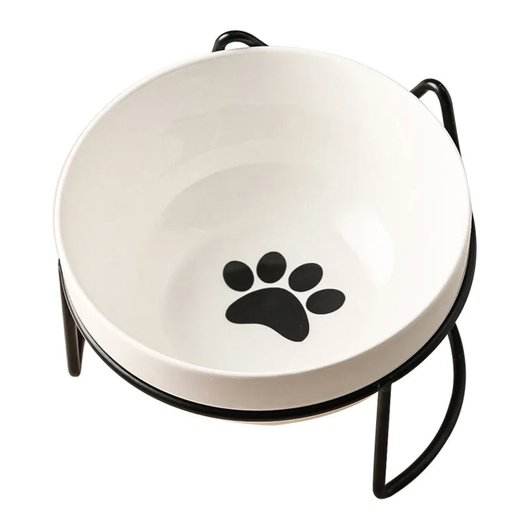 Ceramic Cat Bowl | Food & Water Bowl for Cats/Dogs | Double Ceramic Bowl Set | Cervical Protection | Pet Feeding Supplies