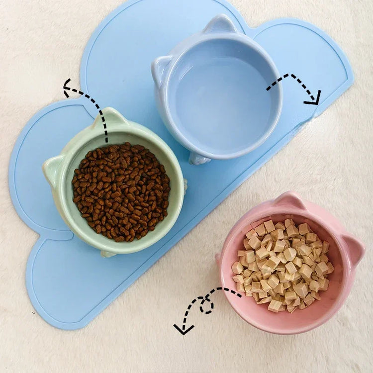 Cat Bowl Pet Accessories | Ceramic Diagonal High Feet - Cute Protection | Cervical Spine Dog Bowl - Drink Water Bowl | Pet Supplies