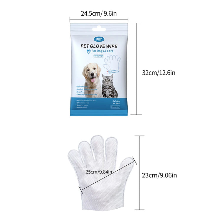 Cleaning Wipes Gloves for Dog/Cat | Deodorizing Bath Wipes | Grooming Glove for Paws, Face, Ears, and Body | Daily Pet Care Supplies