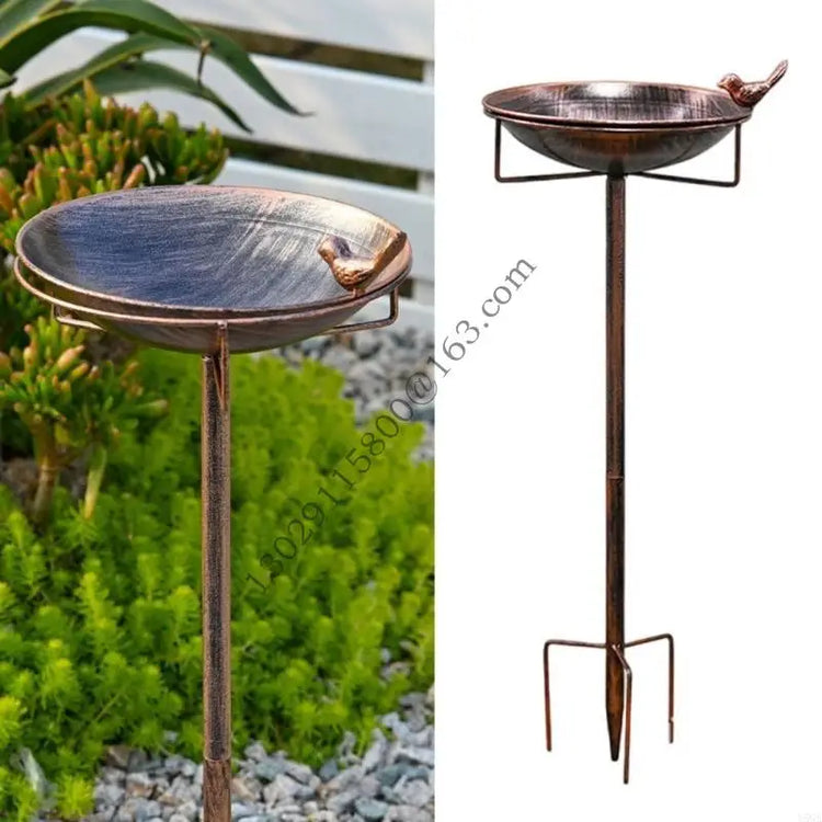 Freestanding Metal Bird Bath with Stake for Outdoor Use | Large Garden Bird Feeder Bowl for Lawns, Patios & Yards
