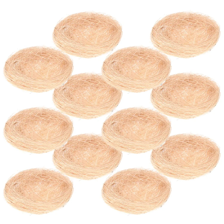 12 Pcs Mini Artificial Bird Nests | Decorative Coffee Thread Nest for Garden, Cages, Weddings, Crafts & Easter Decor