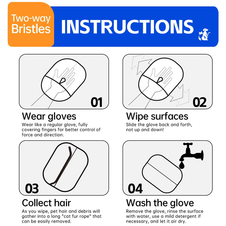Pet Grooming Gloves | Cat Hair Removal Brush | Static-Free Stripping Mitts for Cats