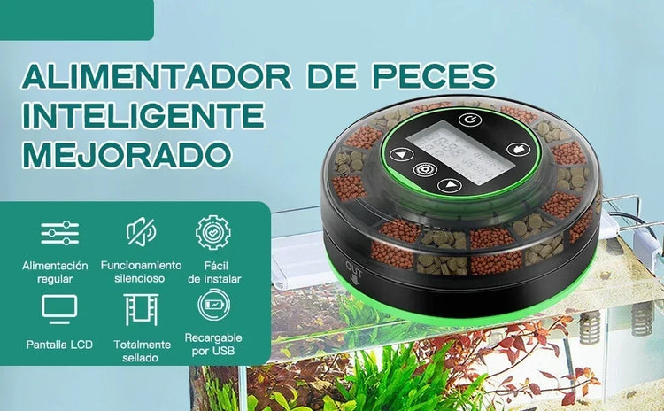 Automatic Fish Feeder for Aquarium with LCD Display and USB Rechargeable Timer – 3-Speed Adjustable Food Dispenser