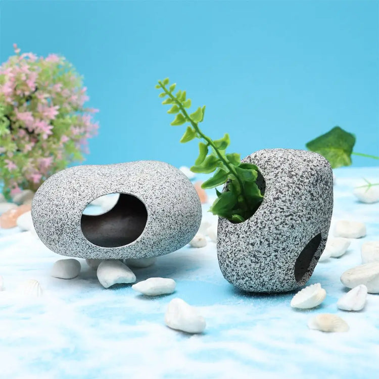 Ceramic Aquarium Cave – Natural Breeding & Hiding Decor for Fish, Shrimp, and Cichlids