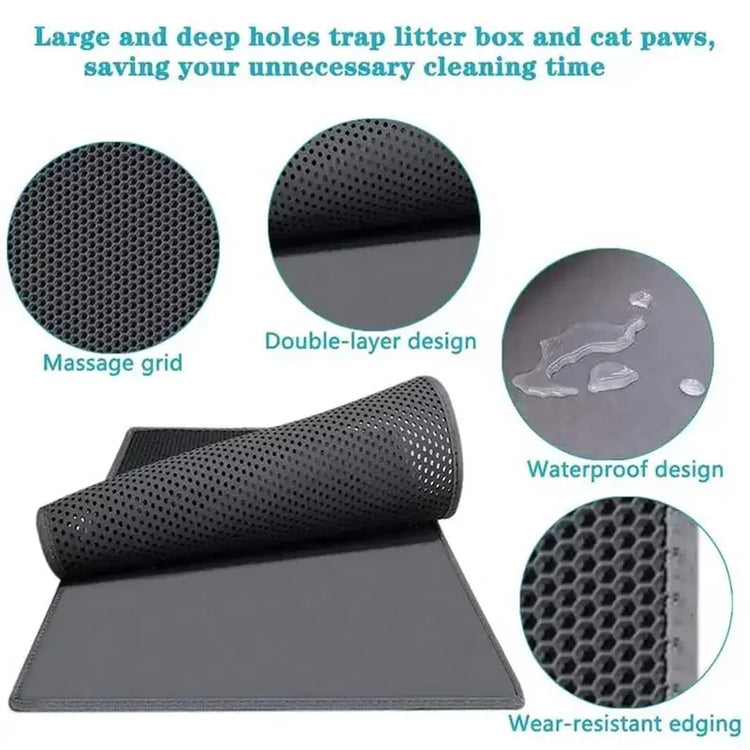 Cat Litter Mat - Double Layer | Cat Litter Box Waterproof Mat | Non-slip Sand Cat Pad | Foldable Washable Mat | Pet Clean Supplies