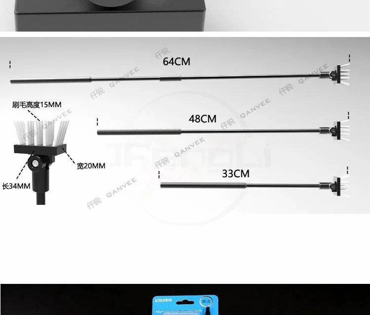 Adjustable Rotatable Aquarium Cleaning Brush – Freshwater & Saltwater Fish Tank Scrubber with Aluminum-Magnesium Handle