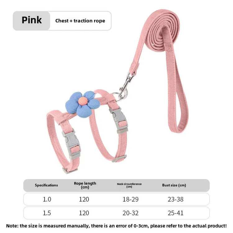 Cat Harness Leash Set | Adjustable Puppy Harness Vest | Escape Proof | Kitten Chest Strap | Chihuahua & Pug | Outdoor Walking Lead Leash