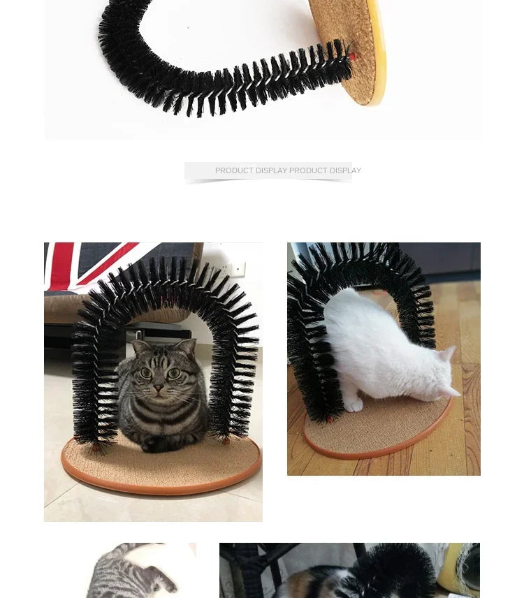 Cat Toy Arch Self Groome | Pamper Feline with A Massage - Grooming Rubbing Brush with Scratching Pad | Toy for Cats - Interactive Toys