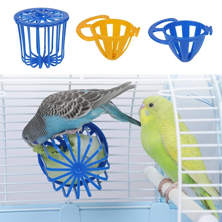 1pcs Bird Parrot Feeder – Cage Hanging Basket for Fruits & Vegetables | Plastic Cage Accessory for Budgies, Parakeets & Small Birds