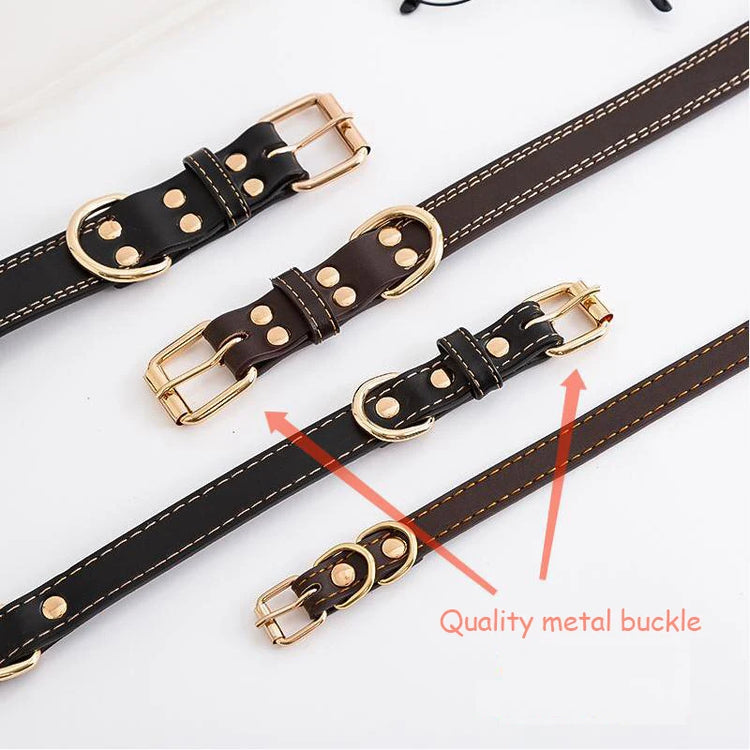 Leather Dog Collar with Quick Release – Durable Pet Collar for Small to Large Dogs