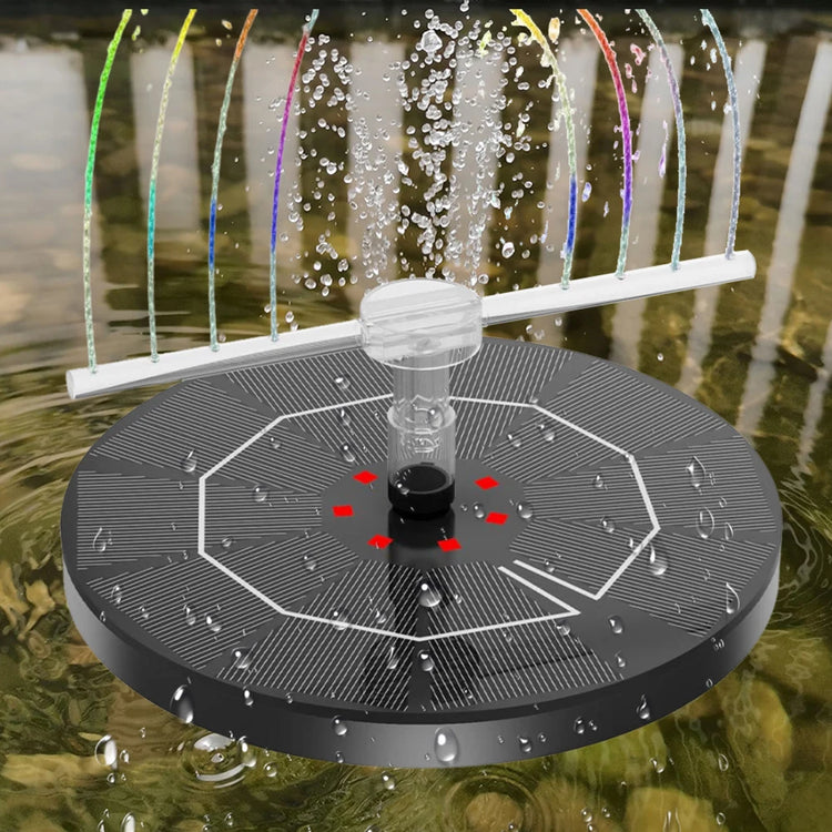 2.2W Solar Bird Bath Fountain | Floating Water Pump with LED Light & 6 Spray Nozzles for Birdbaths, Ponds, and Outdoor Water Features