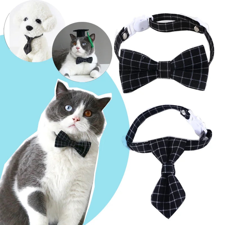 Pet Bow Tie | Adjustable Cat Neck Tie - Puppy Costume | Breakaway Small Dogs Bowtie Collar | Cats Grooming Ties | Party Accessories