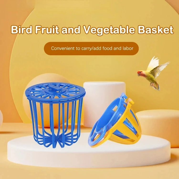 Bird Cage Feeder – Hanging Fruit & Vegetable Basket for Parrots & Small Birds | Clip-On Plastic Cage Rack for Feeding
