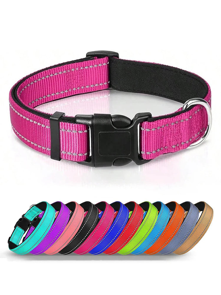 Reflective Soft Padded Dog Collar – Adjustable & Breathable Safety Collar for Small, Medium & Large Dogs
