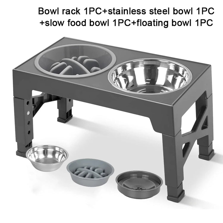Adjustable Elevated Dog Feeder – 3-in-1 Raised Slow Feeder Bowl with Water Dispenser