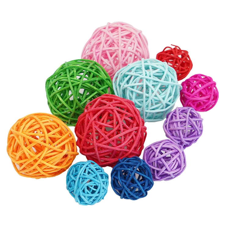 Pet Bird Toys Chewing Toys | Bird Rattan Ball Toy - Parrot Budgie Parakeet Cockatiel | Chewing/Playing Toys | Parrot Cage Toys - 5pcs