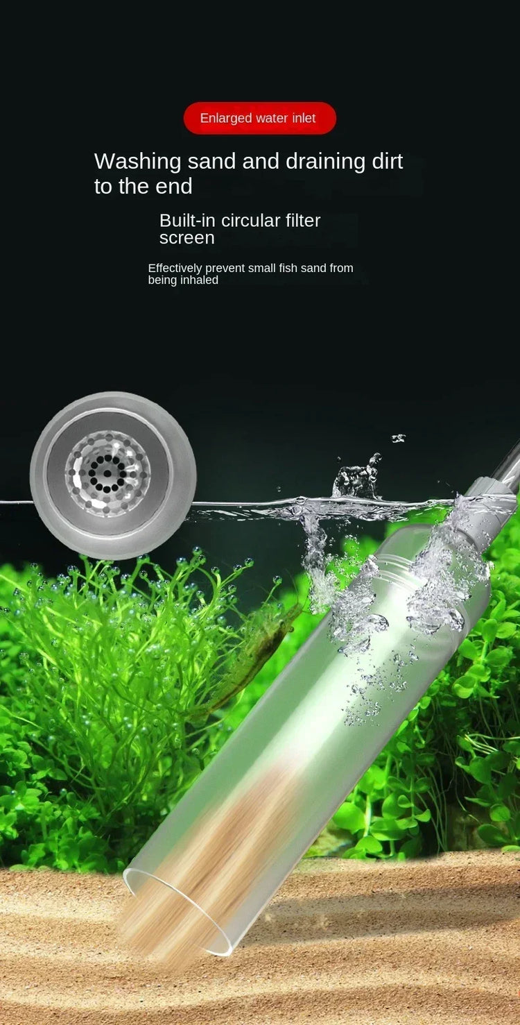 Fish Tank Water Changer Handheld Vacuum Siphon Pump with Adjustable Outlet Valve