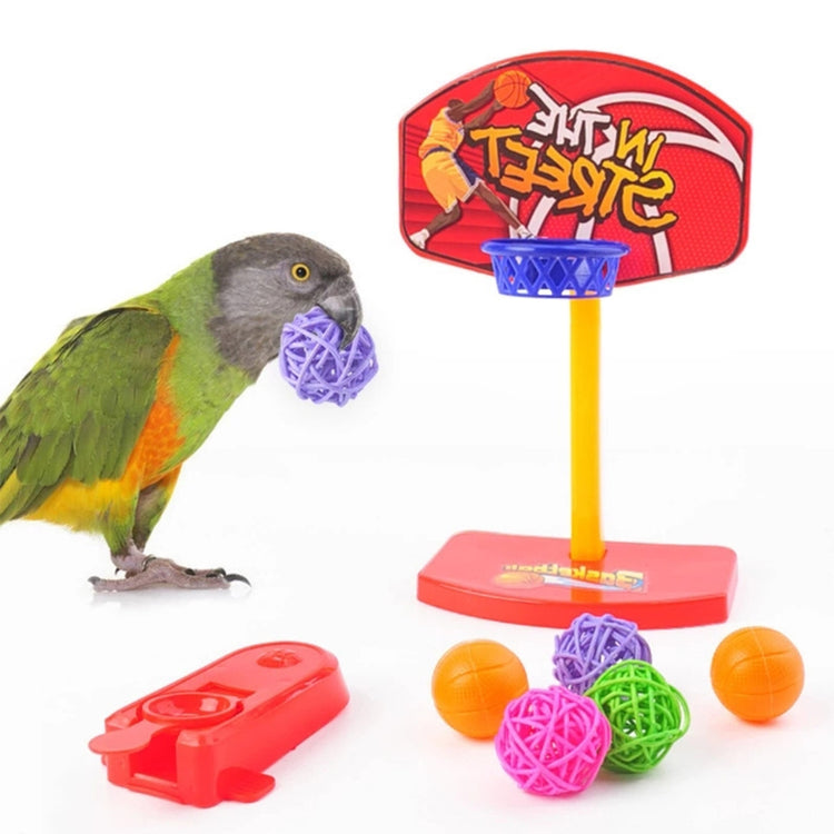 Bird Toys | 4 Types Parrot Toy Set | Include Basketball Toy / Skateboard / Stacking Toy / Metal Trolley Toy - Ball Bouncer Toy 29EF