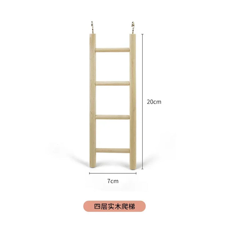 1PC Birds Toy | Wooden Ladders Swing Scratcher Perch Climbing | 3/4/5/6 Step Ladder for Bird Cage Parrots Hamsters Hanging Pet Supplies