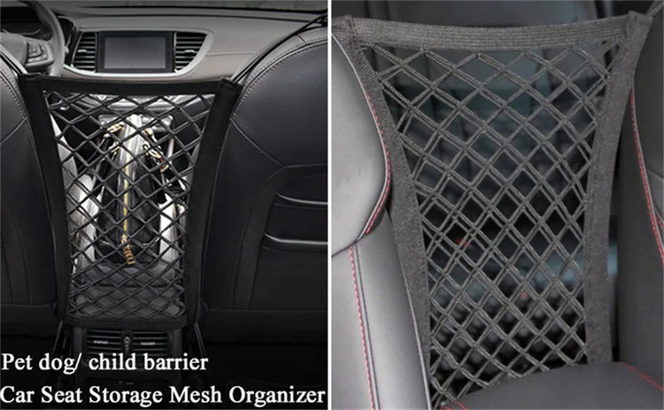 Dog Car Net Barrier with Storage Bag – Rear Seat Safety Fence for Pets and Kids