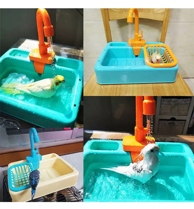 Parrot Bathtub Bird Shower Bath Cage Basin Parrot Bath Basin Parrot Shower Bowl Parrot Toy Bird Bathtub Kids Kitchen Sink Toys