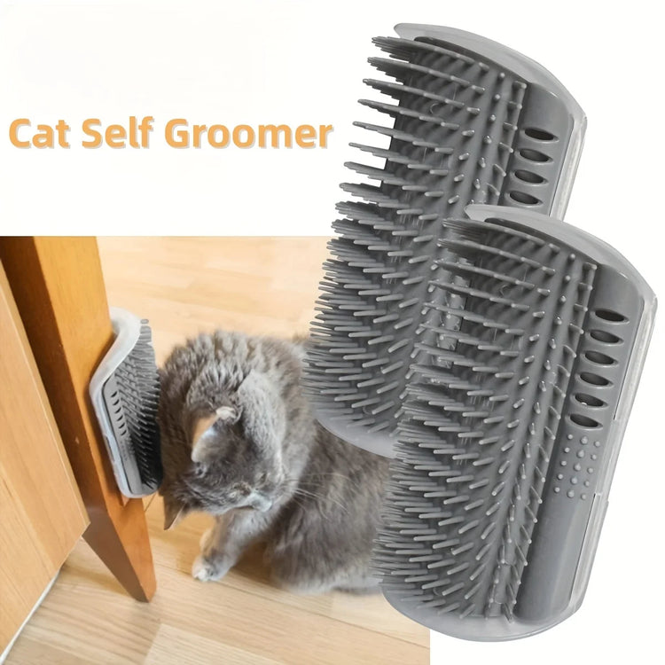 Cat Self Groomer with Massage Comb Brush | Wall-Mounted Kitten/Puppy Grooming Tool