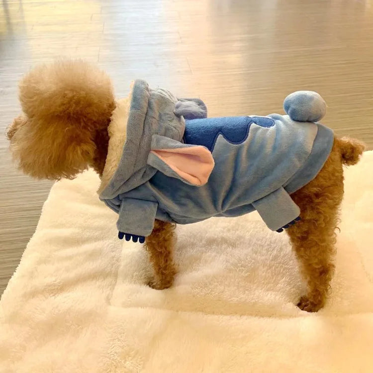 Autumn Winter | Cartoon Pet Clothing | Stitch Same Style | Cat/Dog Clothing | Two-Leg Pet Transformation Outfit | Warm Cotton Clothes