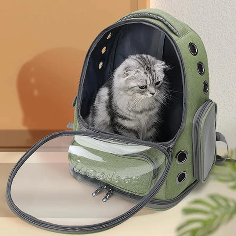 Transparent Pet Carrier Bag | Travel Backpack for Cats/Small Dogs | Breathable Outdoor Tote