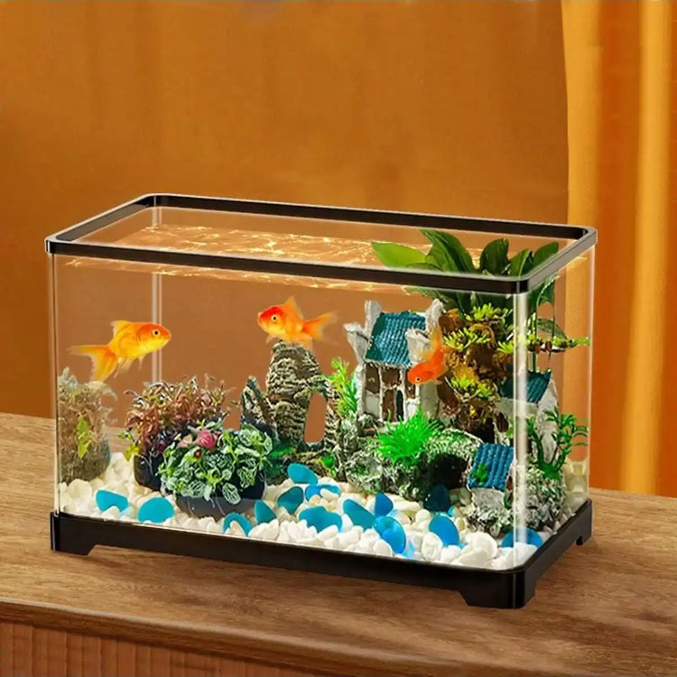 Small fish tank, home desktop, living room, small TV cabinet next to ultra white ecological filter, deep water turtle tank, turt