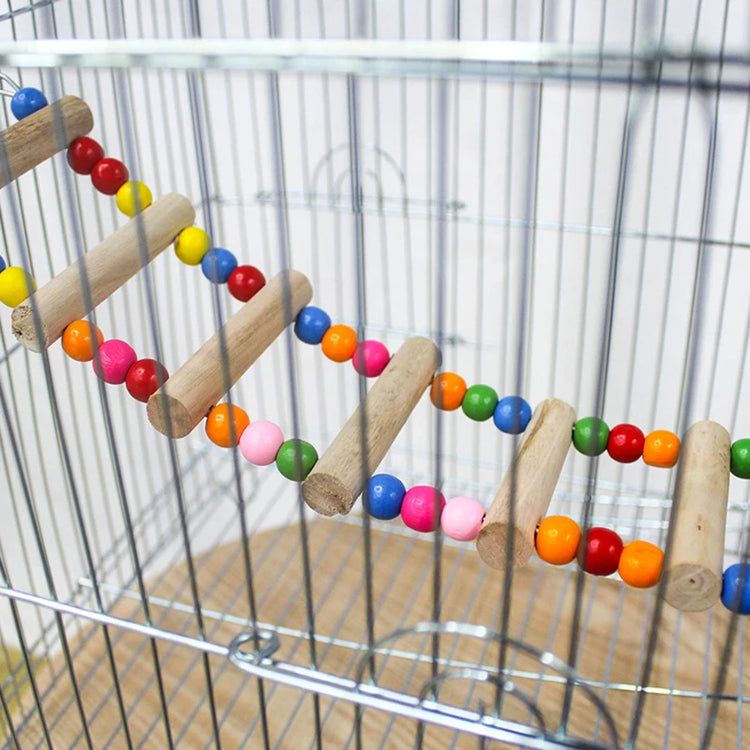 Bird Parrot Toys | Colorful Hanging Cage Climbing Ladders with Natural Wood | Parrots Suspension Bridge Swing Toys | Bird Toy Supplies
