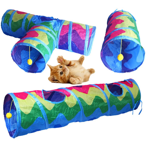 Foldable Cat Tunnel Tube Interactive Training Toy for Kittens and Puppies