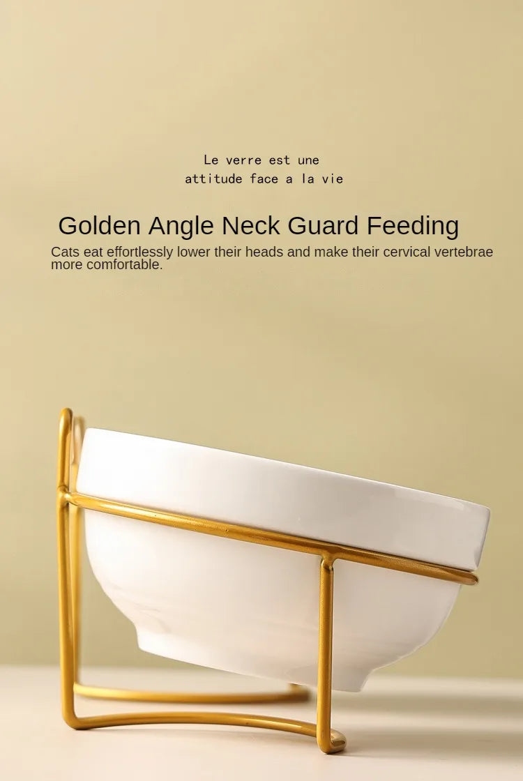 Ceramic Cat Bowl | Food & Water Bowl for Cats/Dogs | Double Ceramic Bowl Set | Cervical Protection | Pet Feeding Supplies