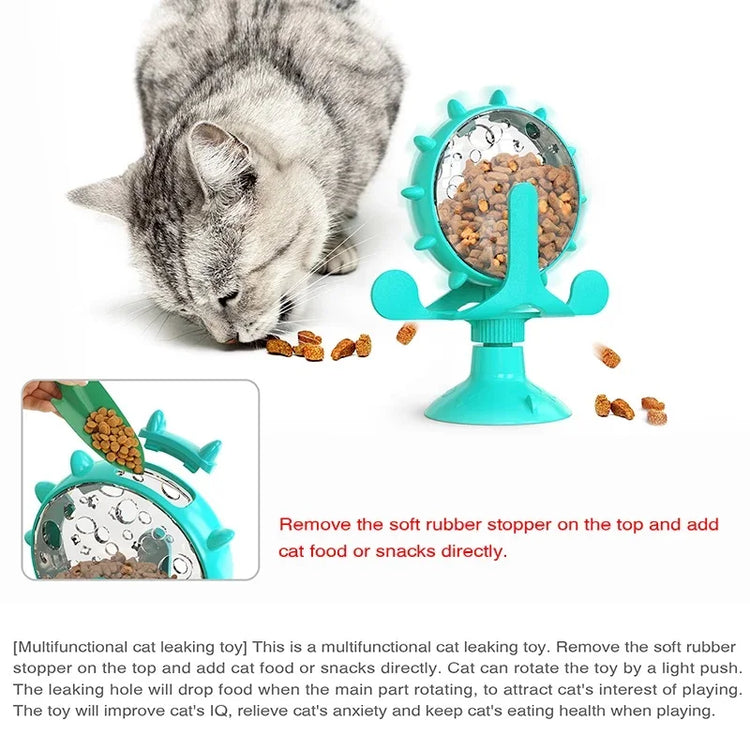 Cat Toy Treat Dispenser | Bell & Rotating Wheel | Interactive Slow Feeder | Kitten Puppy IQ Toy | Small Dog Pet Accessories