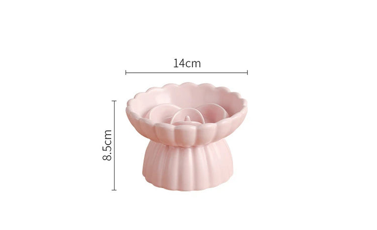 Cat Food Bowl | Ceramic Elevated | Cats/Small Dogs | Slow Feed Bowls | Anti-Choking Eating Feeders | Anti-Gulping Puppy Supplies