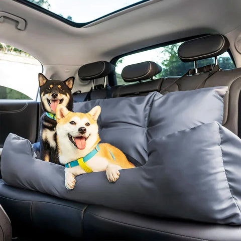 Large Dog Car Seat Carrier – Foldable Pet Travel Bed with Safety Straps & Washable Cover