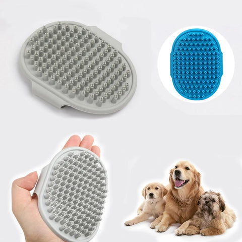 Cat Grooming Comb | Dog Bath Brush - Pet Grooming Shedding Soothing Massage | Rubber Bristles Comb with Adjustable Ring Handle