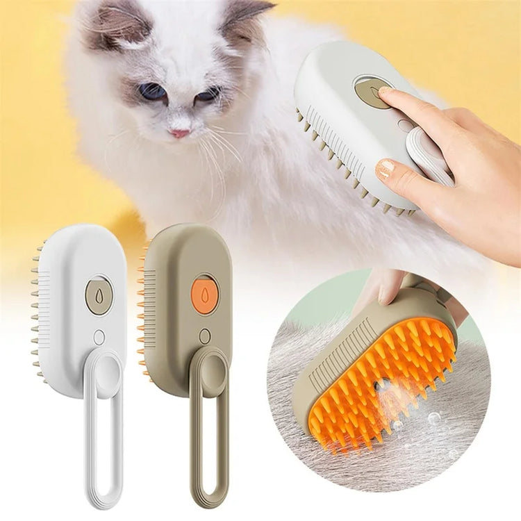 Pet Cat Grooming Comb with Electric Spray | Soft Silicone Steam Brush | Pet Bath & Massage Hair Remover Tool for Cats/Kittens