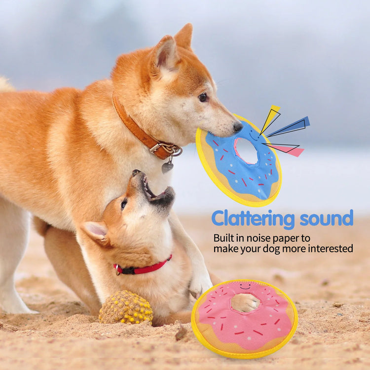 Durable Donut-Shaped Dog Toy – Interactive Squeaky Flying Disc