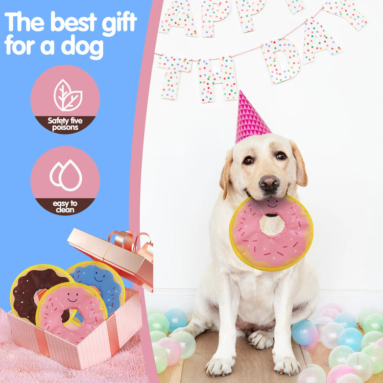 Durable Donut-Shaped Dog Toy – Interactive Squeaky Flying Disc