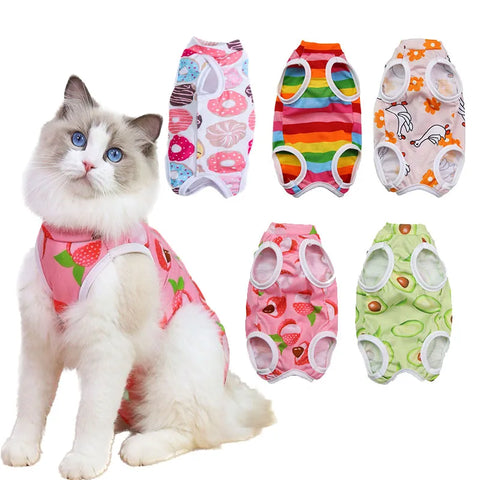 Cat/Small Dog Recovery Suit | Anti-Licking Sterilization Clothes | Breathable Surgery Vest for Spring/Summer