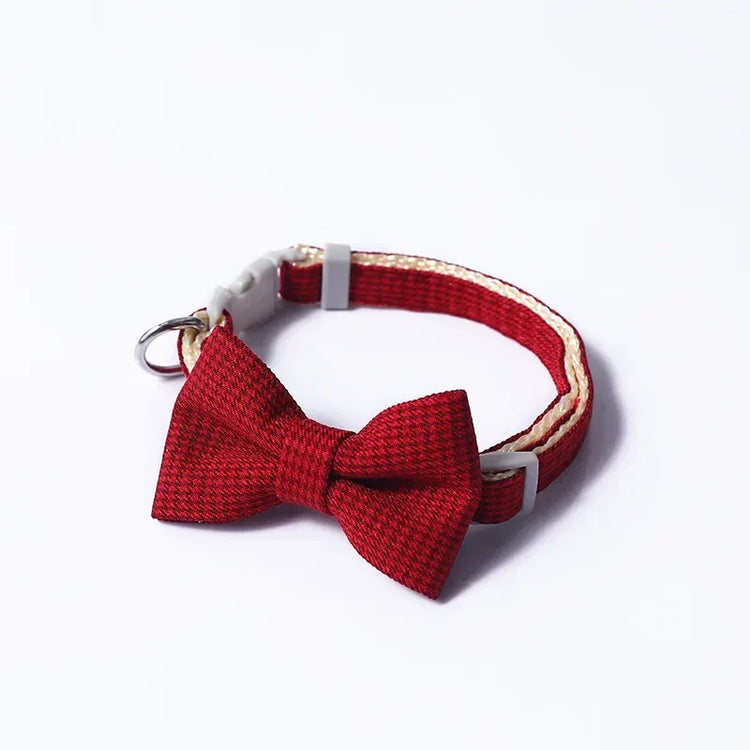 Cute Cat Collar with Bow Tie | Adjustable Design| Pet Dogs Cats Puppy Necklace - Pet Supplies