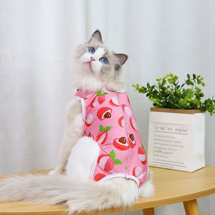 Cat/Small Dog Recovery Suit | Anti-Licking Sterilization Clothes | Breathable Surgery Vest for Spring/Summer
