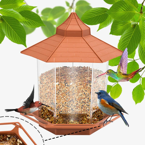 Bird Feeder | Automatic Food Feeding Tool for Birds | Hanging Gazebo Outdoor Nut Feeder | Multiple Hole Food Dispenser Container