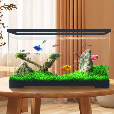 Small fish tank, home desktop, living room, small TV cabinet next to ultra white ecological filter, deep water turtle tank, turt