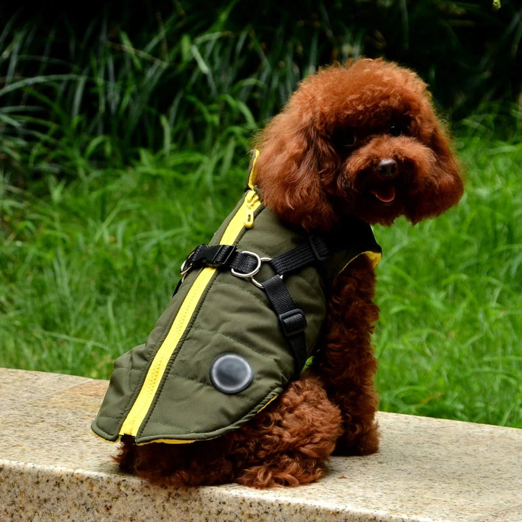 Dog Coat with Harness | Winter Fleece Zipper Jacket | Small Dog Clothes | Winter Cat Apparel |Indoor & Outdoor Pet Gifts