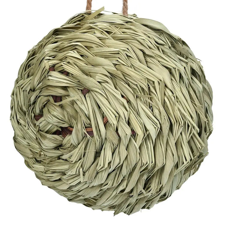 Hand-Woven Hanging Bird Nest | Natural Grass Cage House for Parrots, Finches & Sparrows | Outdoor Straw Bird Hut