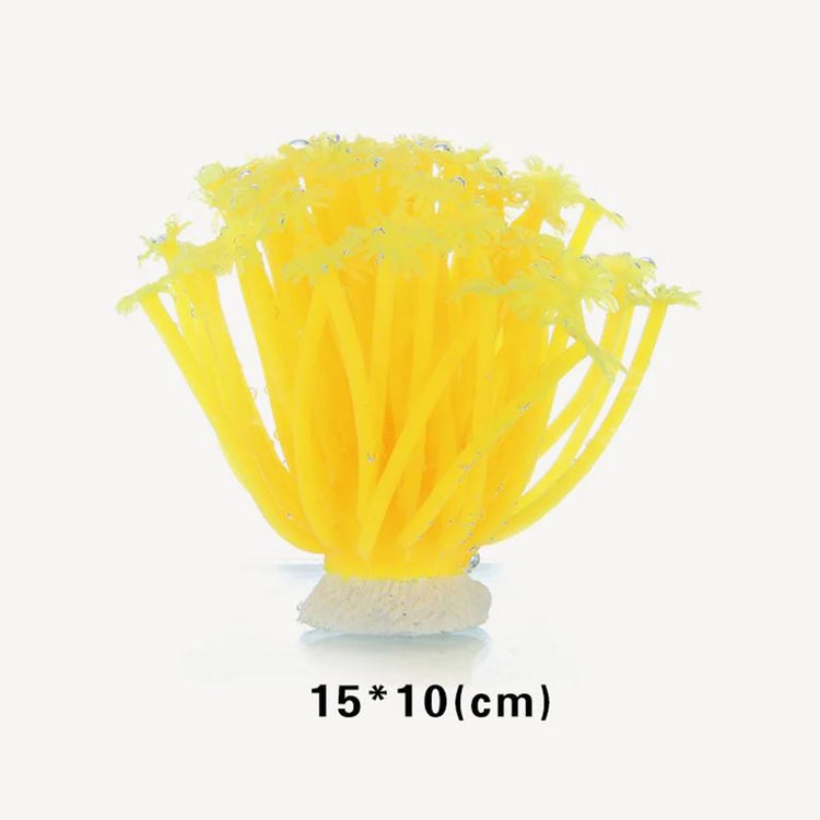 Artificial Sea Anemone Aquarium Decoration – Fluorescent Silicone Coral Ornament for Fish Tanks